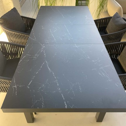 Table de jardin à rallonge Coppi noire 280x100cm Gescova