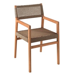 Teak and brown rope garden chair - Luna - Gescova