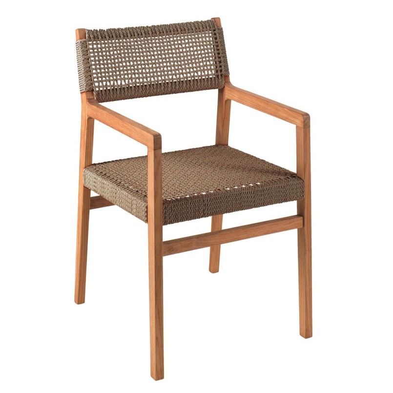 Chaise de jardin en teck et corde brune - Luna - Gescova