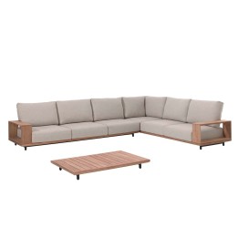Canapé d'angle beige et table basse de jardin en teck - Faro - Gescova