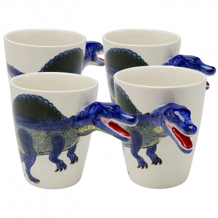 Mugs dinosaure bleu set de 4 Kare Design
