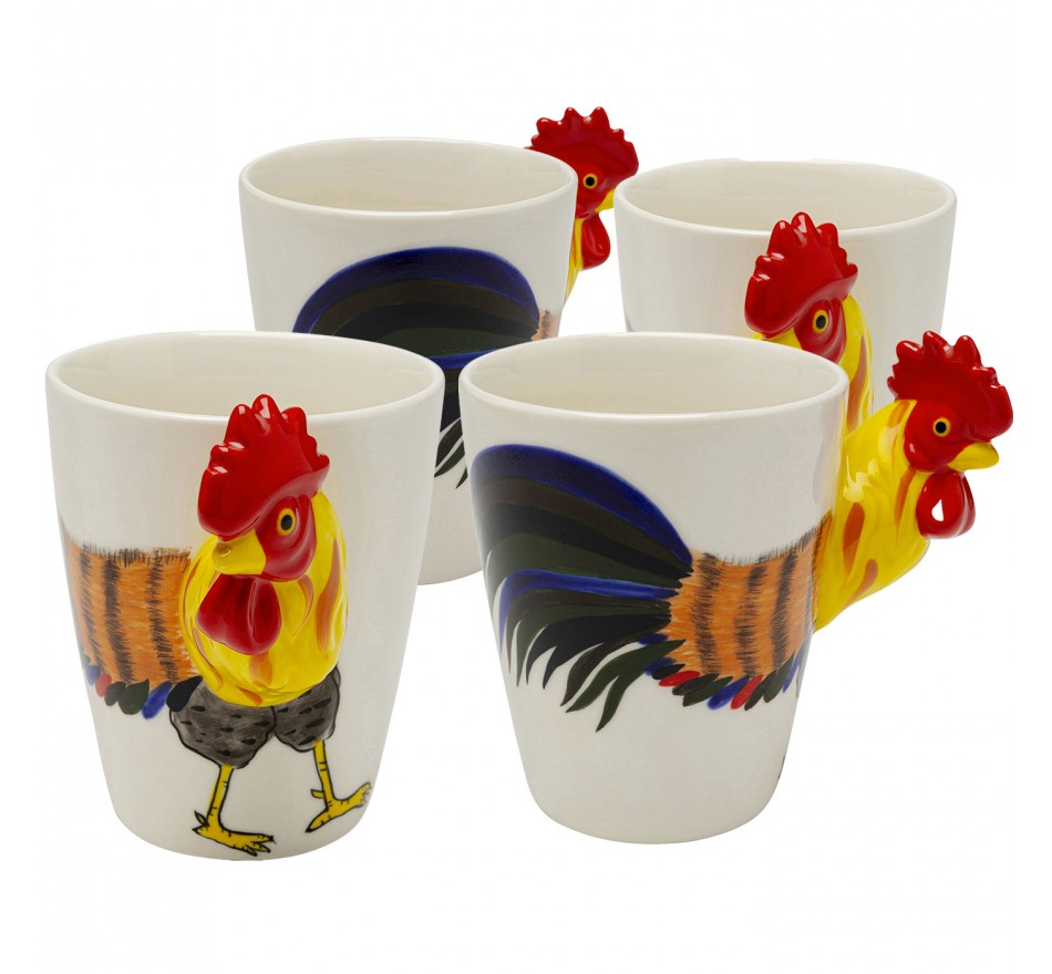 Mug rooster (4/set) Kare Design Mug rooster (4/set) Kare Design