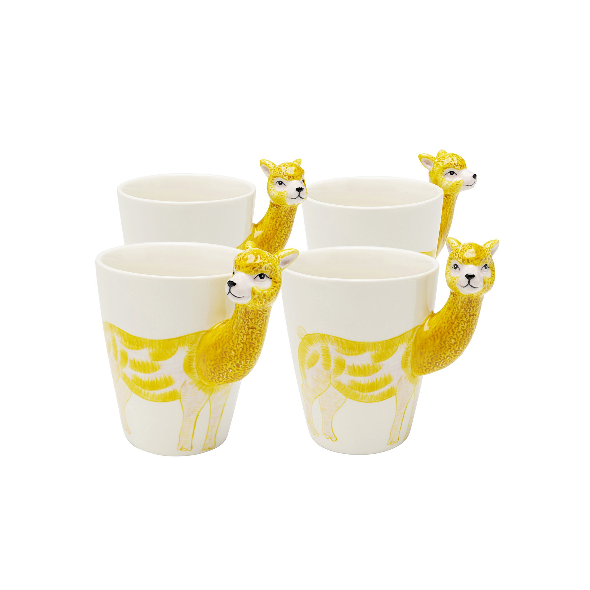 Mugs lama jaune set de 4 Kare Design