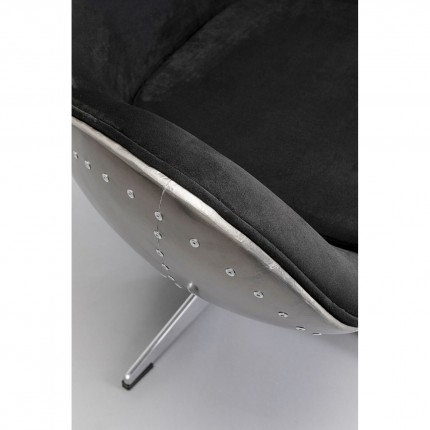 Fauteuil pivotant Lounge noir et gris rivets Kare Design