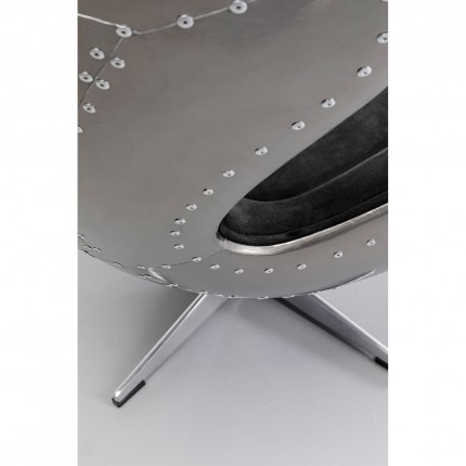 Fauteuil pivotant Lounge noir et gris rivets Kare Design