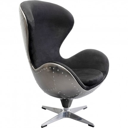 Fauteuil pivotant Lounge noir et gris rivets Kare Design