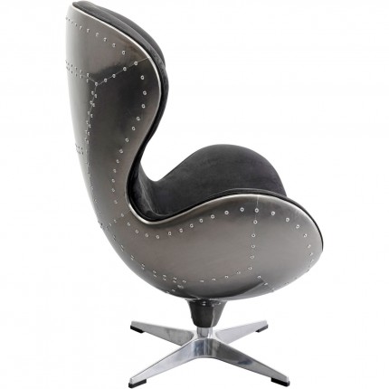 Fauteuil pivotant Lounge noir et gris rivets Kare Design