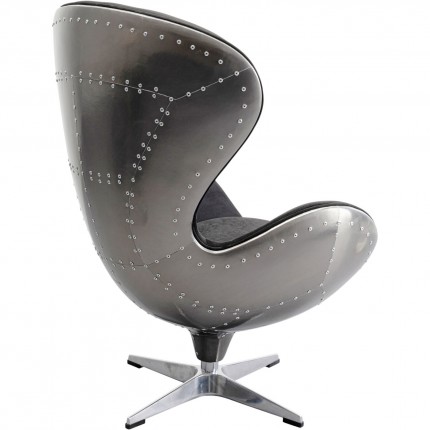 Fauteuil pivotant Lounge noir et gris rivets Kare Design