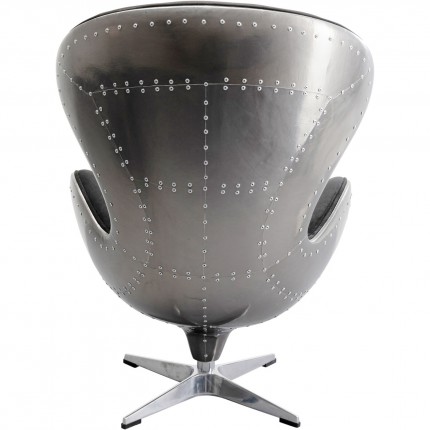 Fauteuil pivotant Lounge noir et gris rivets Kare Design