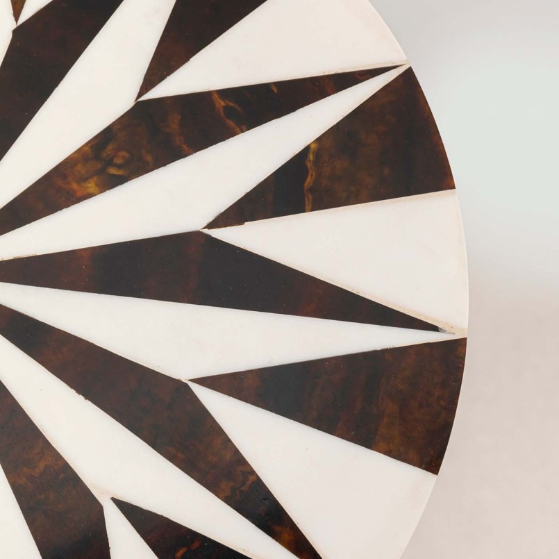 Brown and white round side table - Domero Star - Kare Design