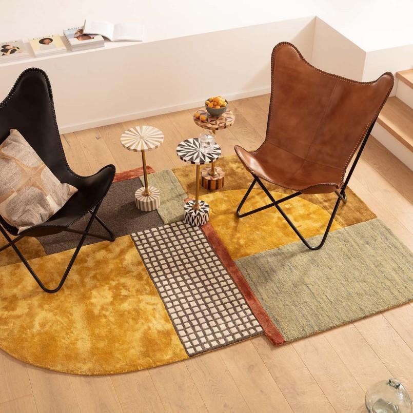 Brown and white round side table - Domero Star - Kare Design