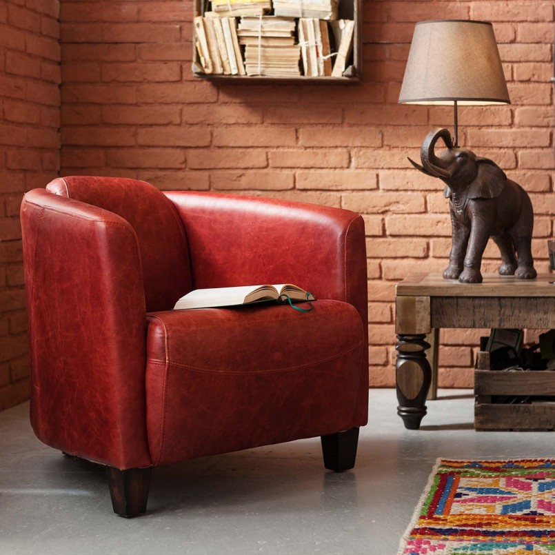 Fauteuil vintage en cuir rouge - Cigar Lounge - Kare Design