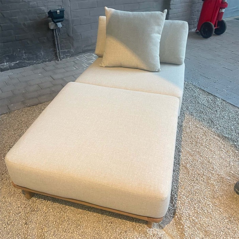 Fauteuil de jardin en tissu beige et teck - Djerba - Gescova