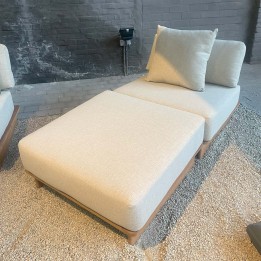 Garden armchair in beige fabric and teak - Djerba - Gescova