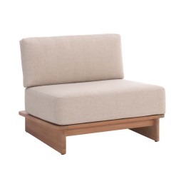 Garden armchair in beige fabric and teak - Djerba - Gescova