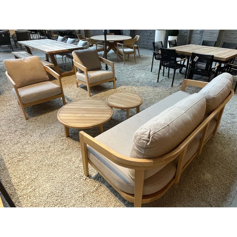 Teak and grey garden furniture set - Lecce - Gescova