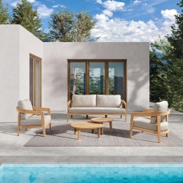 Teak and grey garden furniture set - Lecce - Gescova