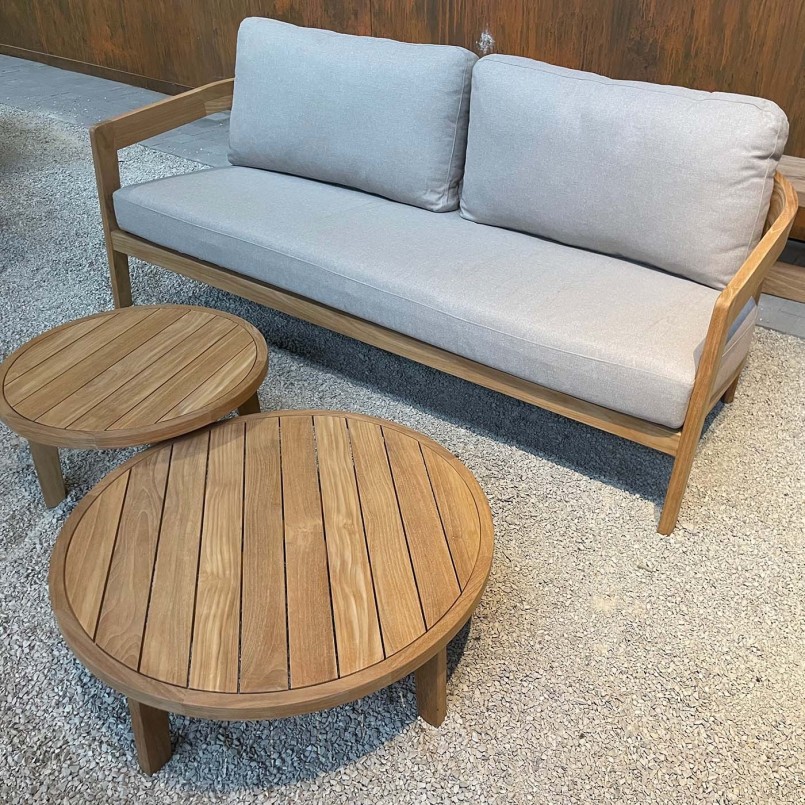 Teak and grey garden furniture set - Lecce - Gescova