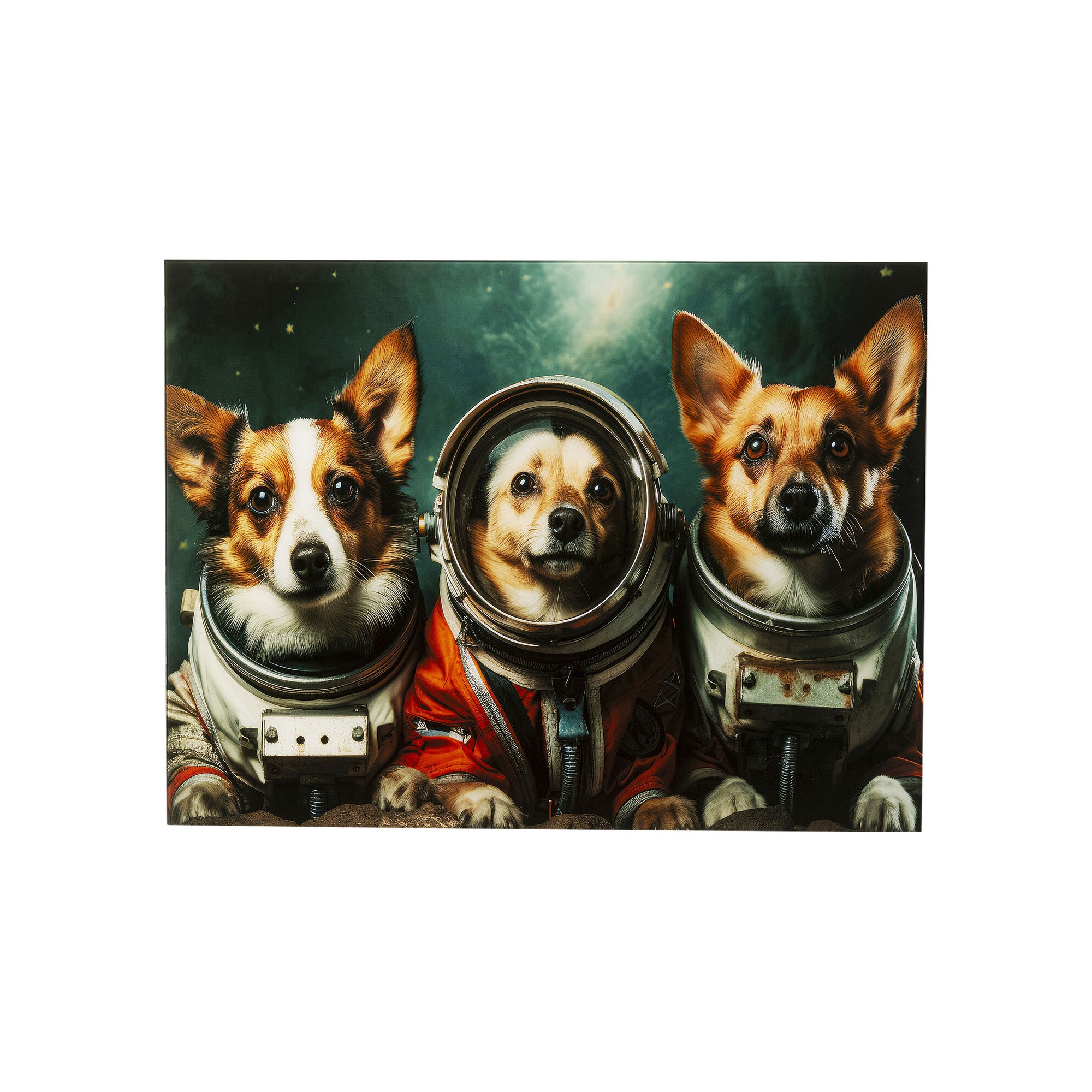 Tableau en verre Astronauts Dogs 80x60cm