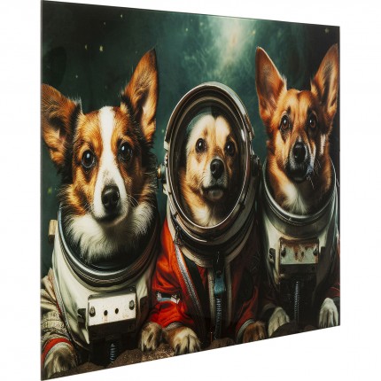 Tableau en verre chiens astronautes 80x60cm Kare Design