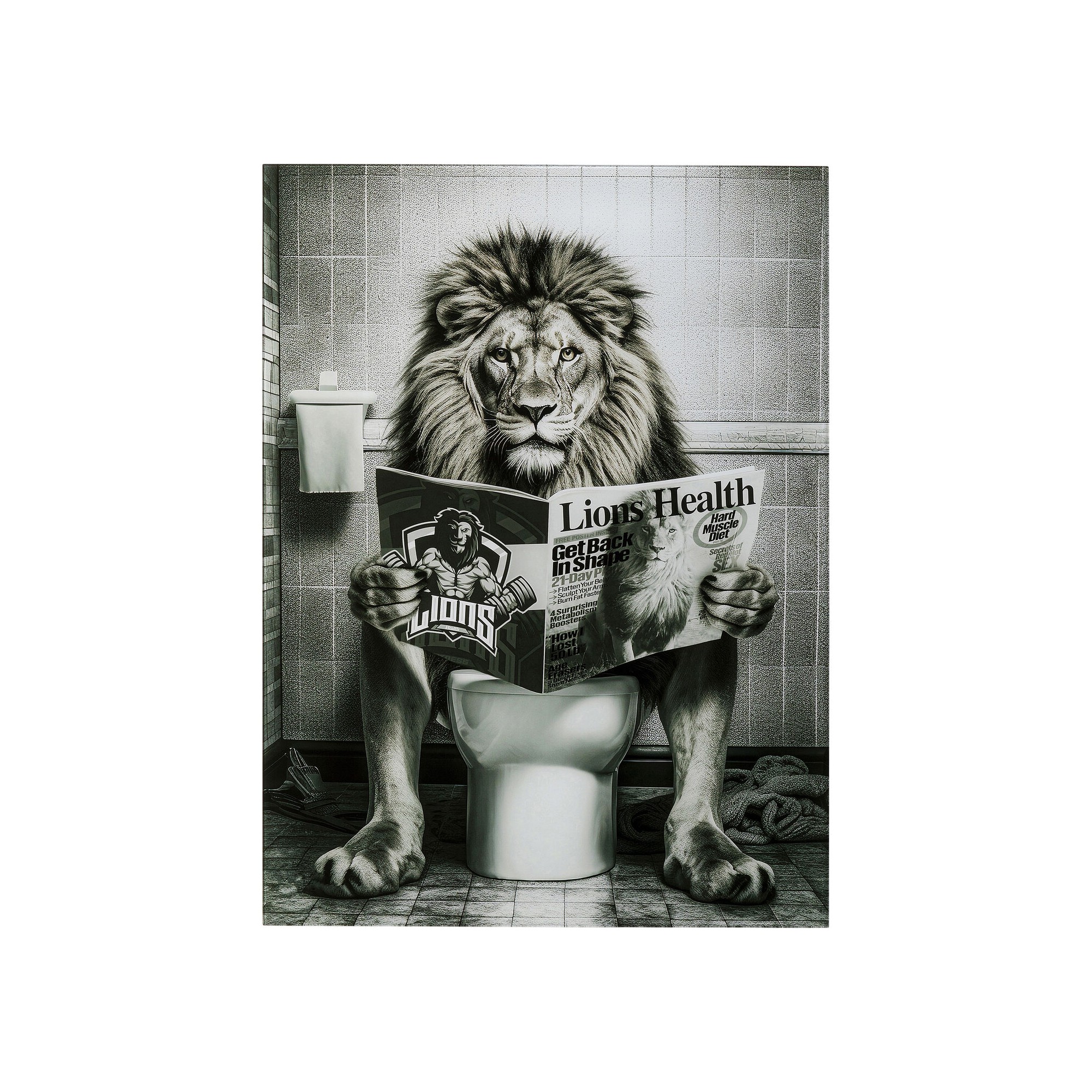 Tableau en verre Bath Lion 60x80cm