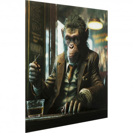 Tableau en verre singe au bar 100x100cm Kare Design