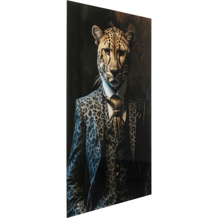Tableau en verre léopard costume 100x150cm Kare Design