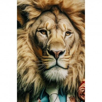 Tableau en verre lion costume 100x150cm Kare Design