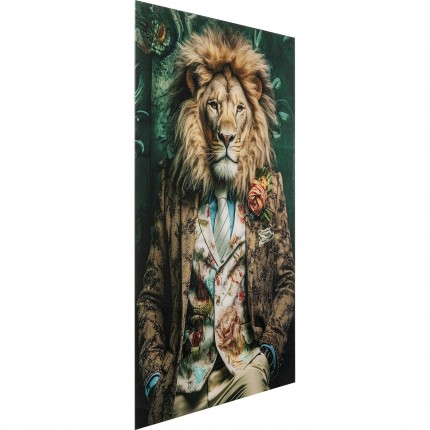 Tableau en verre lion costume 100x150cm Kare Design