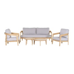 Teak and grey garden furniture set - Lecce - Gescova
