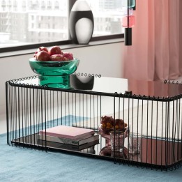 Table basse en acier et verre noirs - Wire Double - Kare Design