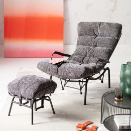 Fauteuil et repose-pieds gris à balancement - Vienna - Kare Design
