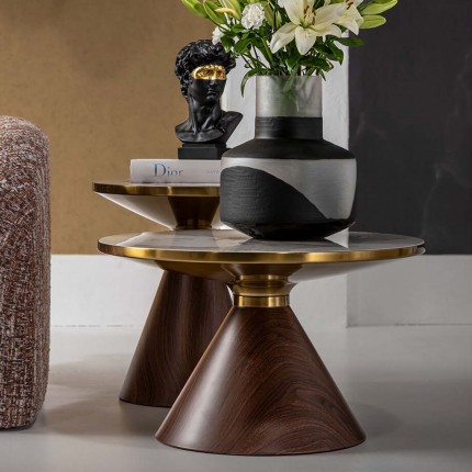 Table d'appoint Cono 50cm céramique noyer Kare Design