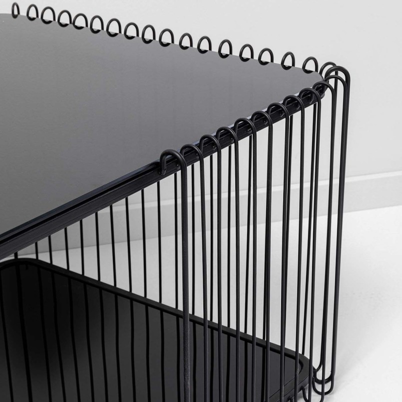 Coffee table in black steel and glass - Wire Double - Kare Design