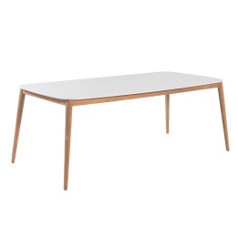 Teak and black Duranite garden table - Helsinki - Gescova
