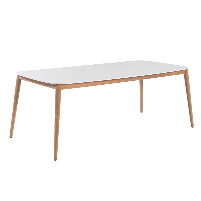 Teak and black Duranite garden table - Helsinki - Gescova
