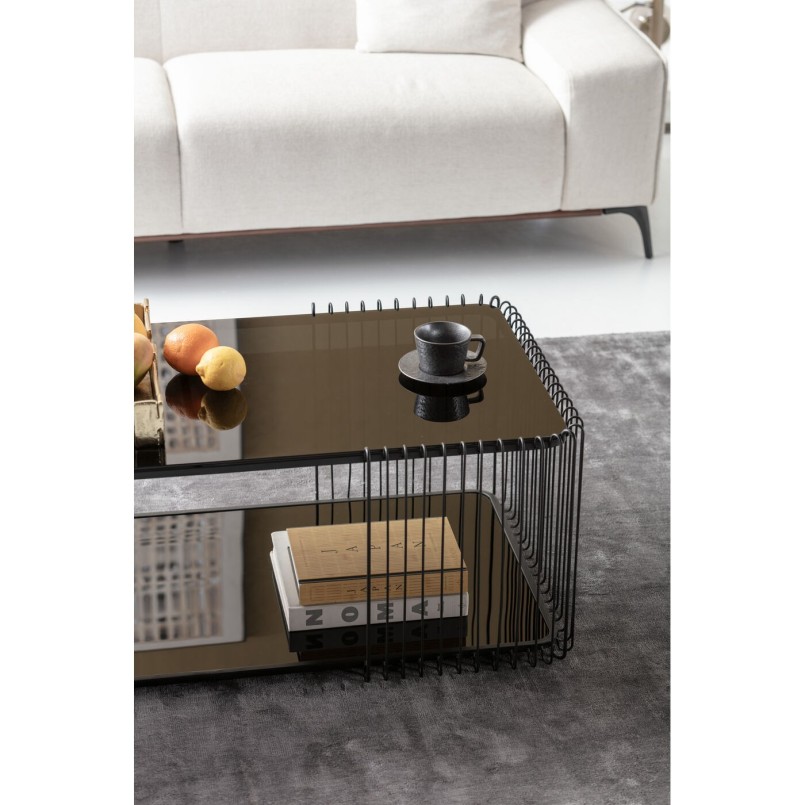 Coffee table in black steel and glass - Wire Double - Kare Design