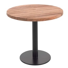Table de jardin ronde en teck et acier - Rosie - Gescova