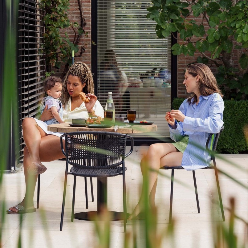 Round garden table in teak and steel - Rosie - Gescova