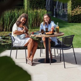 Table de jardin ronde en teck et acier - Rosie - Gescova
