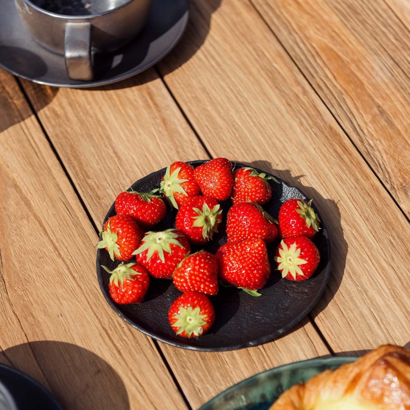 Round garden table in teak and steel - Rosie - Gescova