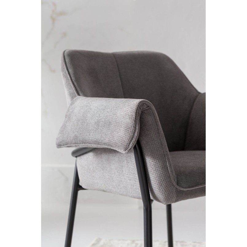 Chair with armrests in grey woven fabric - Bess - Kare Design