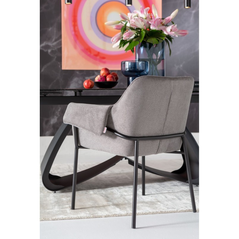 Chair with armrests in grey woven fabric - Bess - Kare Design