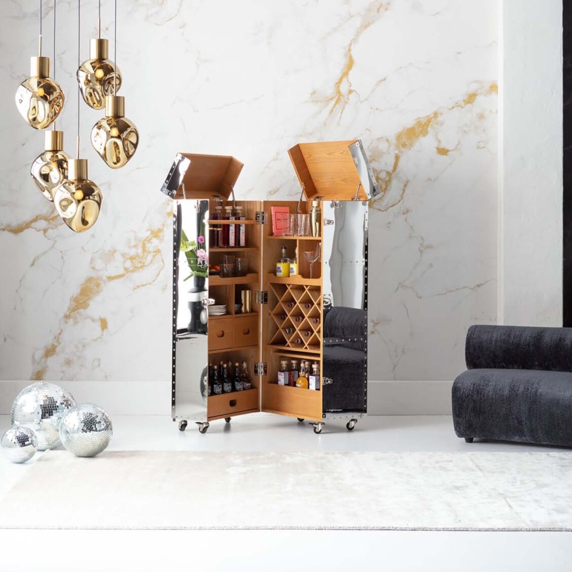 Silver trunk bar on wheels - Vegas - Kare Design