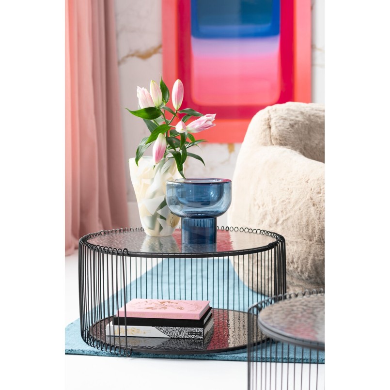 Black coffee tables set of 2 in textured glass - Wire Double Bubble - Kare Design