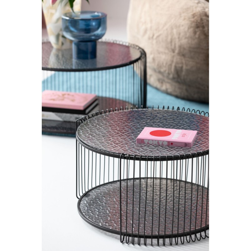 Tables basses noires en verre texturé - Wire Double Bubble - Kare Design