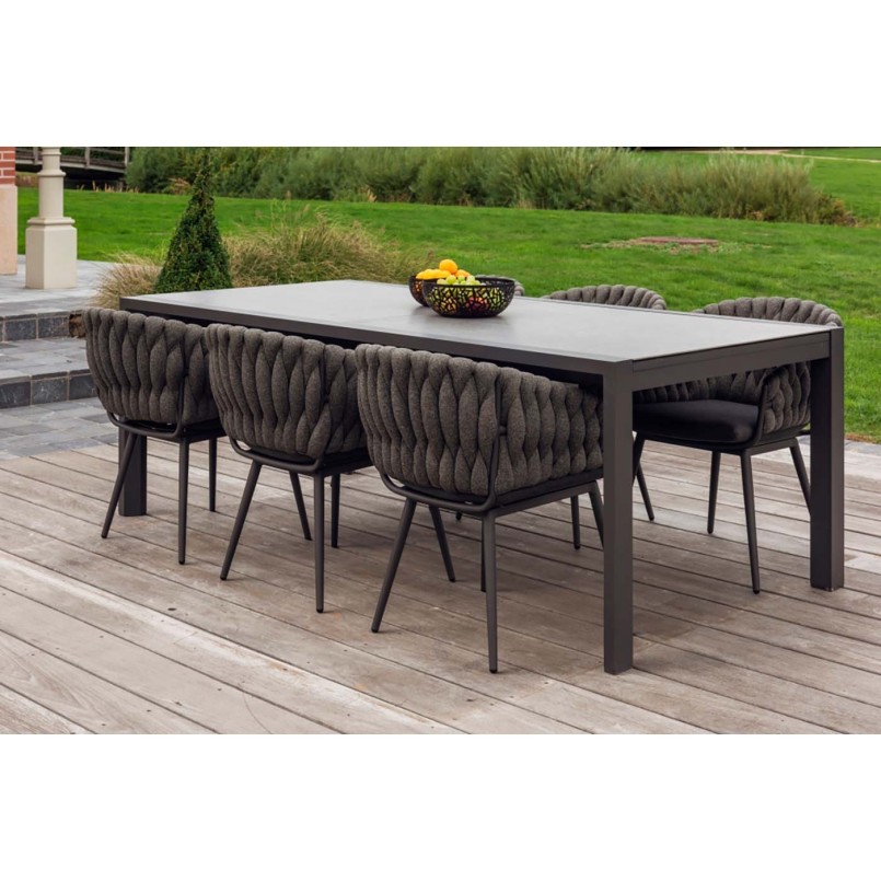 Chaise de jardin gris anthracite en aluminium - Vigo - Gescova