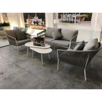 Fauteuil de jardin Gabon gris et blanc Gescova