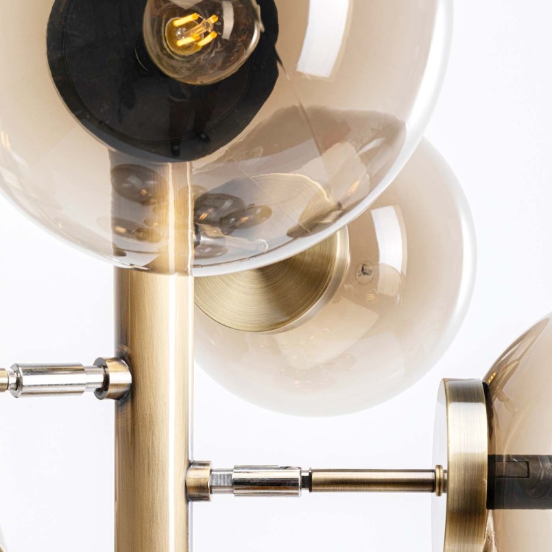 Golden floor lamp with smoked glass globes - Balloon - Kare Design