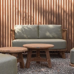Table basse de jardin ronde en teck recyclé - Ferdi - Gescova